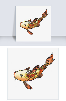 黄色鲤鱼手绘插画