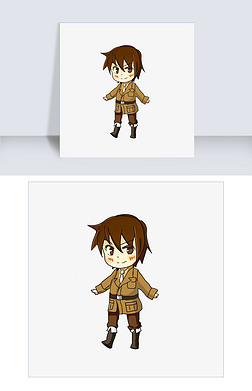 原创手绘q版人物害羞快乐的男孩png格式