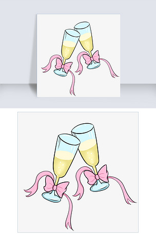 结婚新人交杯酒插画