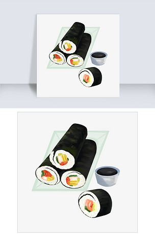 日本料理紫菜卷插画