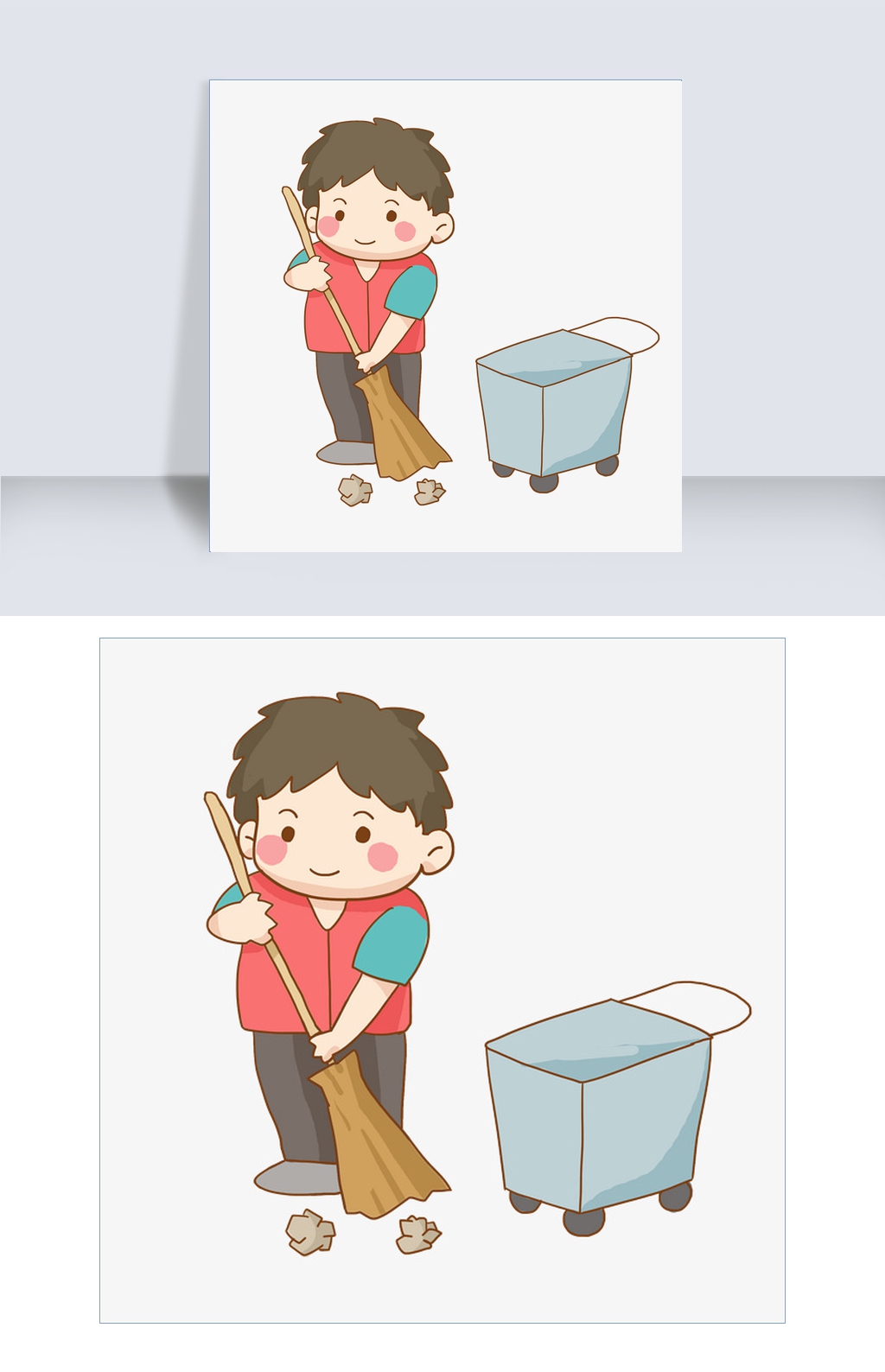 志愿者社区服务扫地免抠PNG素材