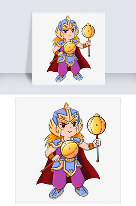 手绘金瓜武士png素材
