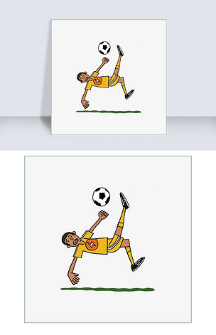 矢量倒挂金钩踢足球的人