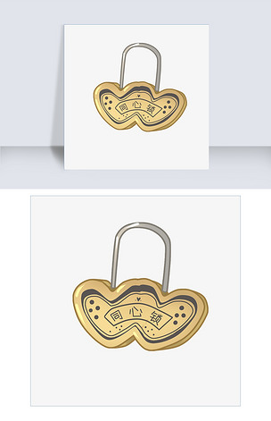 手绘同心锁铁锁插画