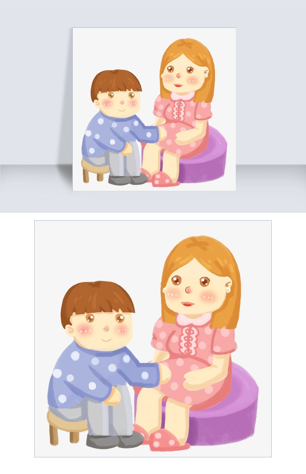 中国式感恩节孩子在给妈妈捶腿