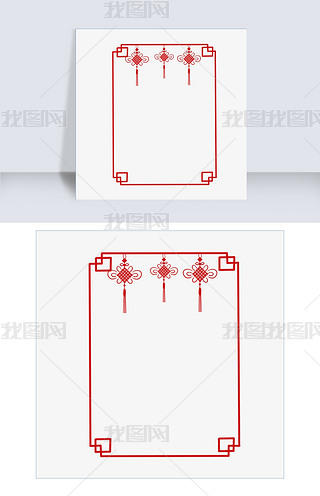 手绘红色中国结边框