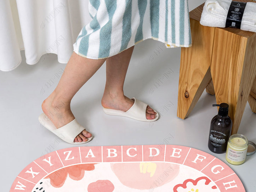 现代轻简约粉色花卉法式山茶花地毯地垫