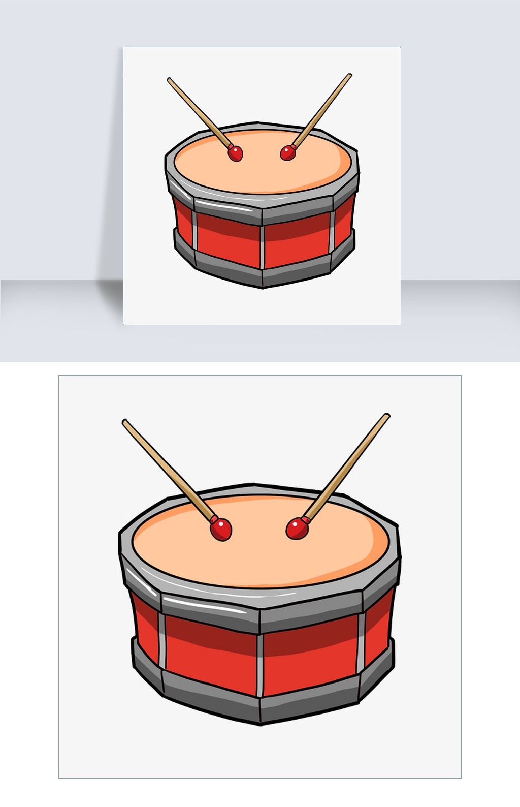 手绘红色鼓乐器插画