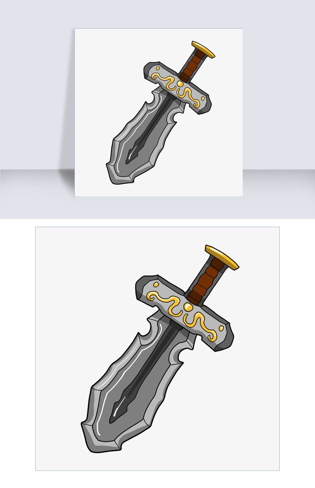 手绘卡通长刀插画