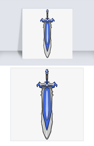 蓝色花纹长剑插画
