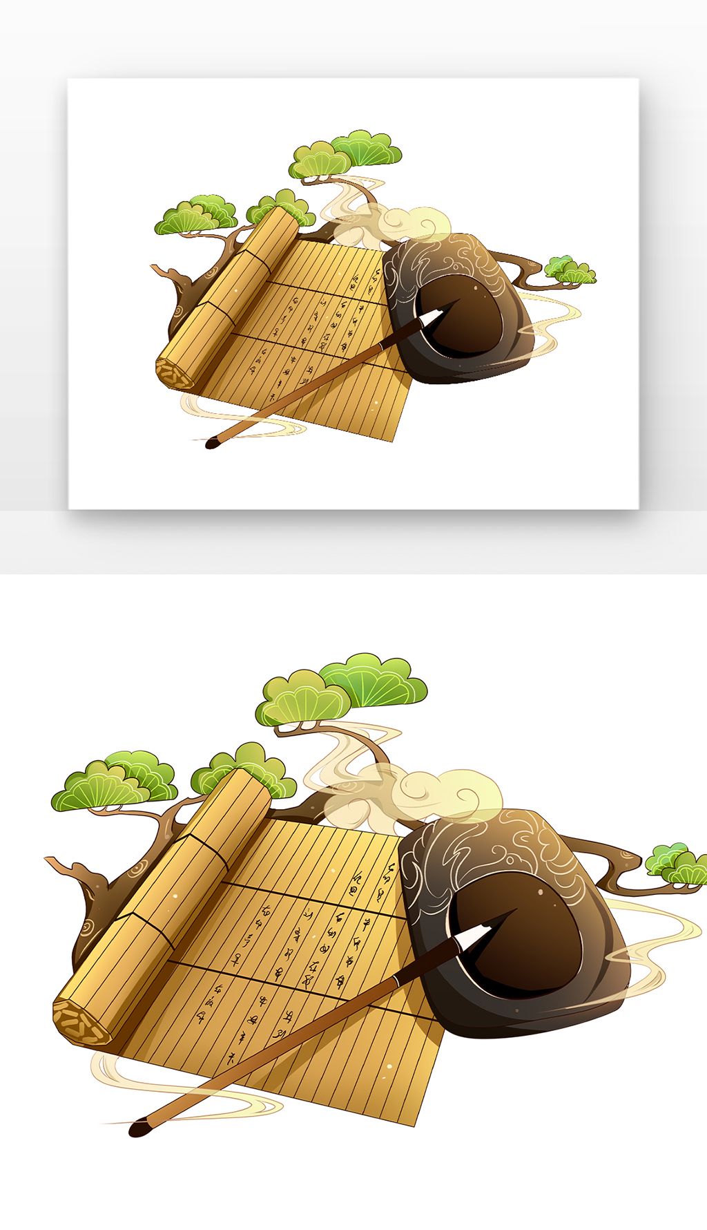 水墨古风琴棋歌舞书画竹简毛笔