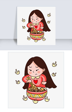 火冒三丈免抠元素|筷子吃披萨的女孩