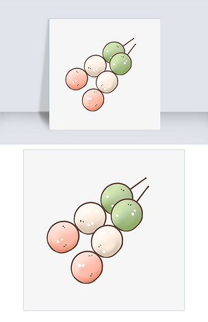 美味的三色丸子手绘插画