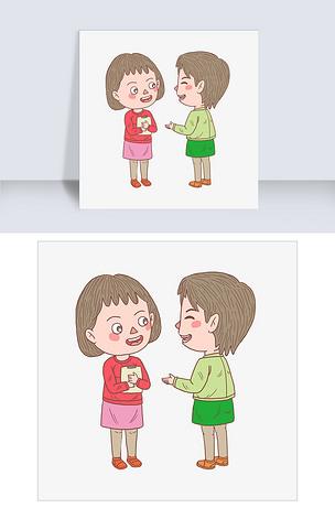 卡通手绘人物同事聊天