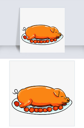 腊八节烤乳猪插画