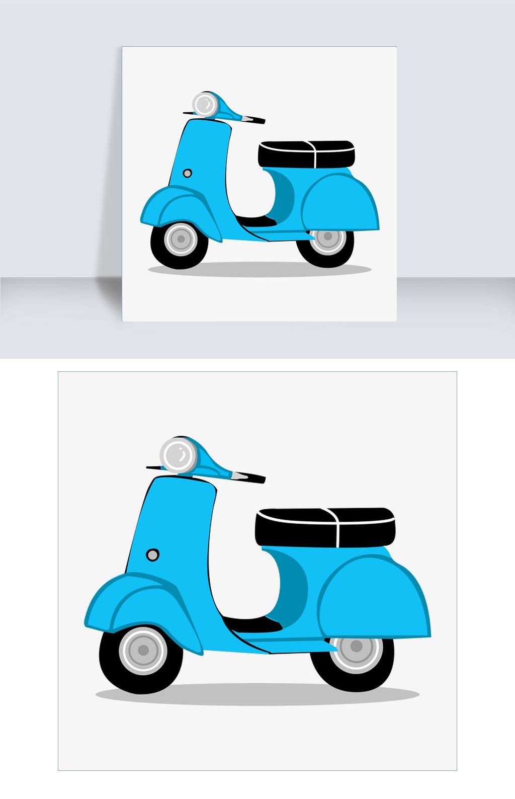 手绘卡通蓝色电动车