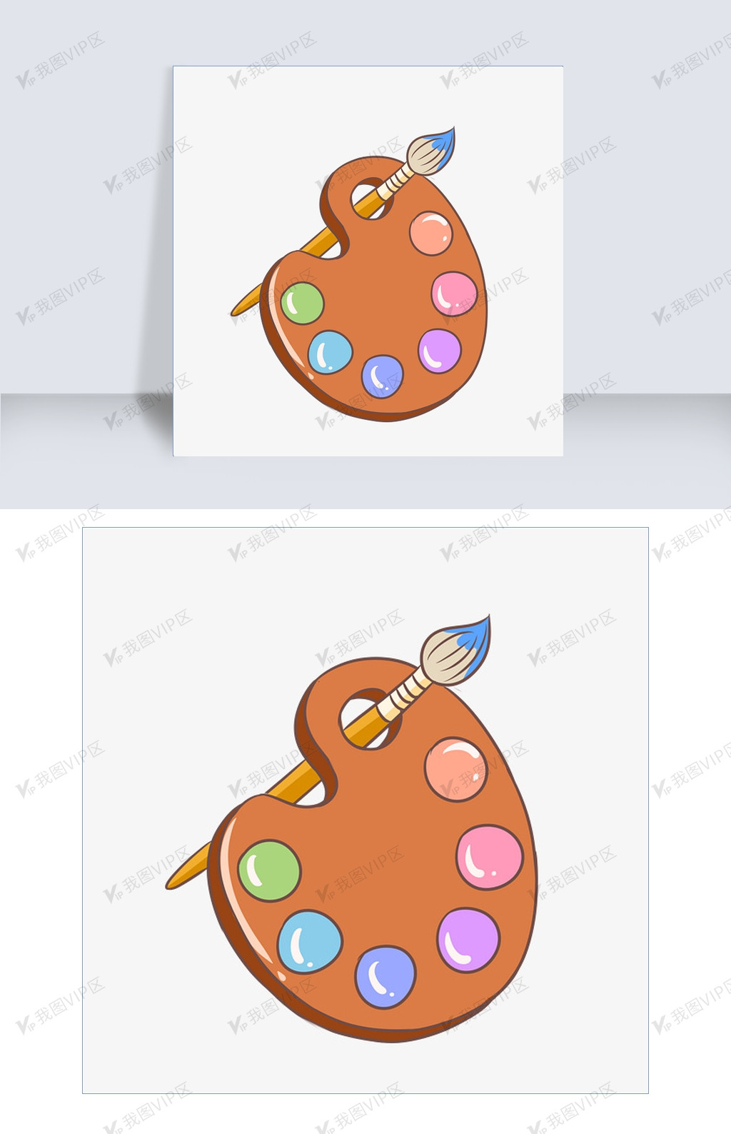 手绘彩色颜料盒插画