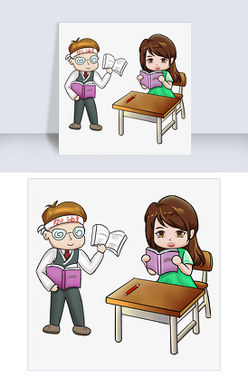 卡通人物高考考试学习背景元素版权可商用