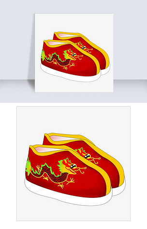 手绘中国风小鞋插画