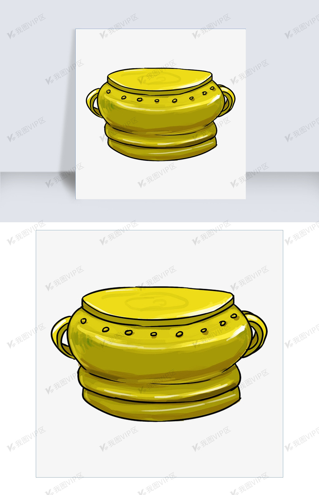 卡通手绘铜鼓插画