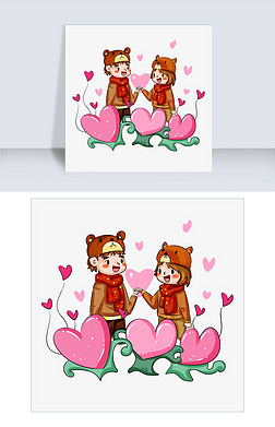 情人节粉色爱心手绘插画