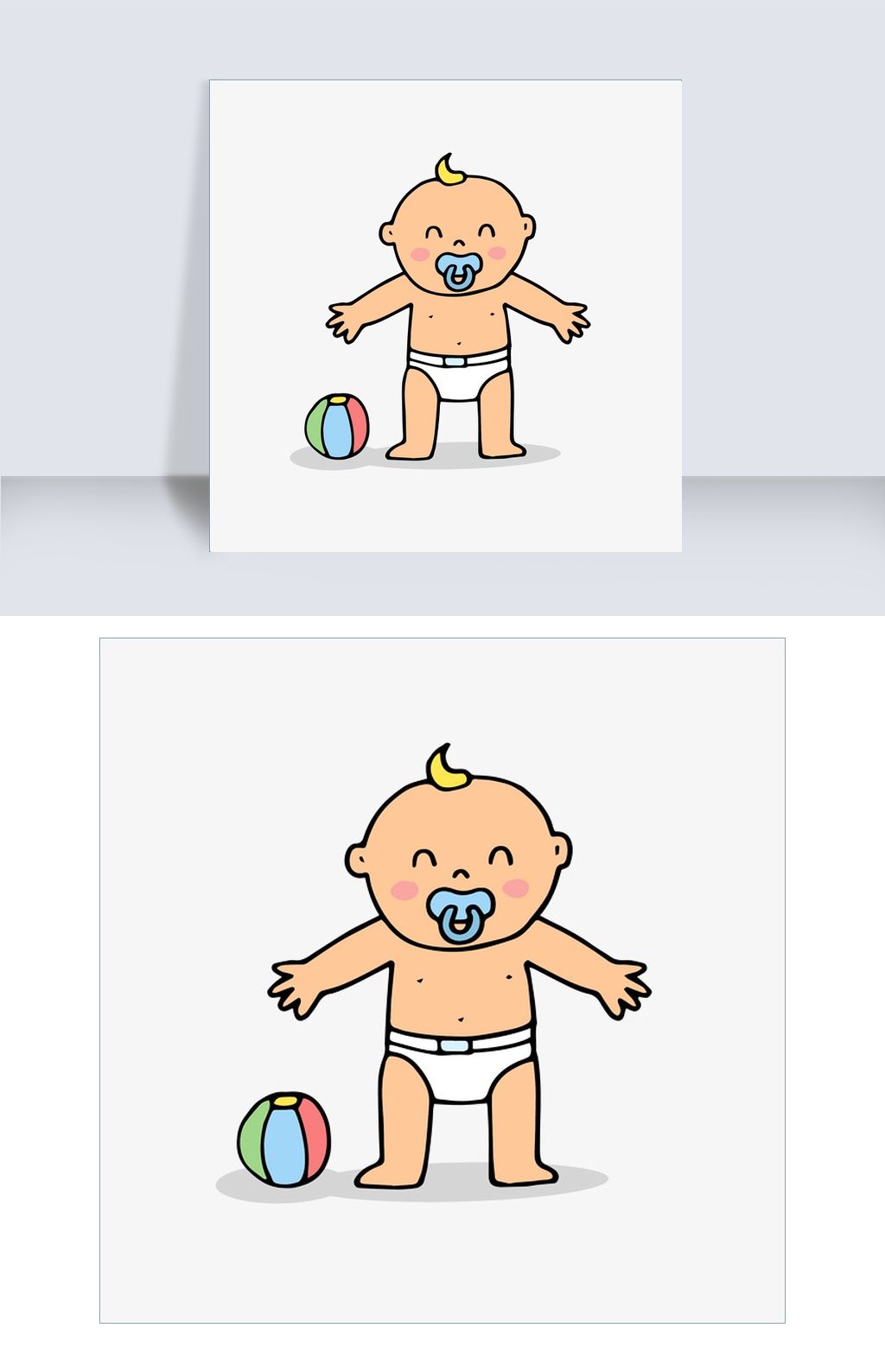 含着奶嘴的小宝贝矢量素材