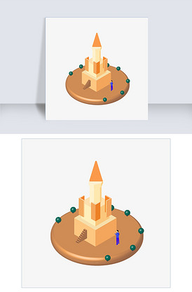 2.5d 轴测图 小城堡