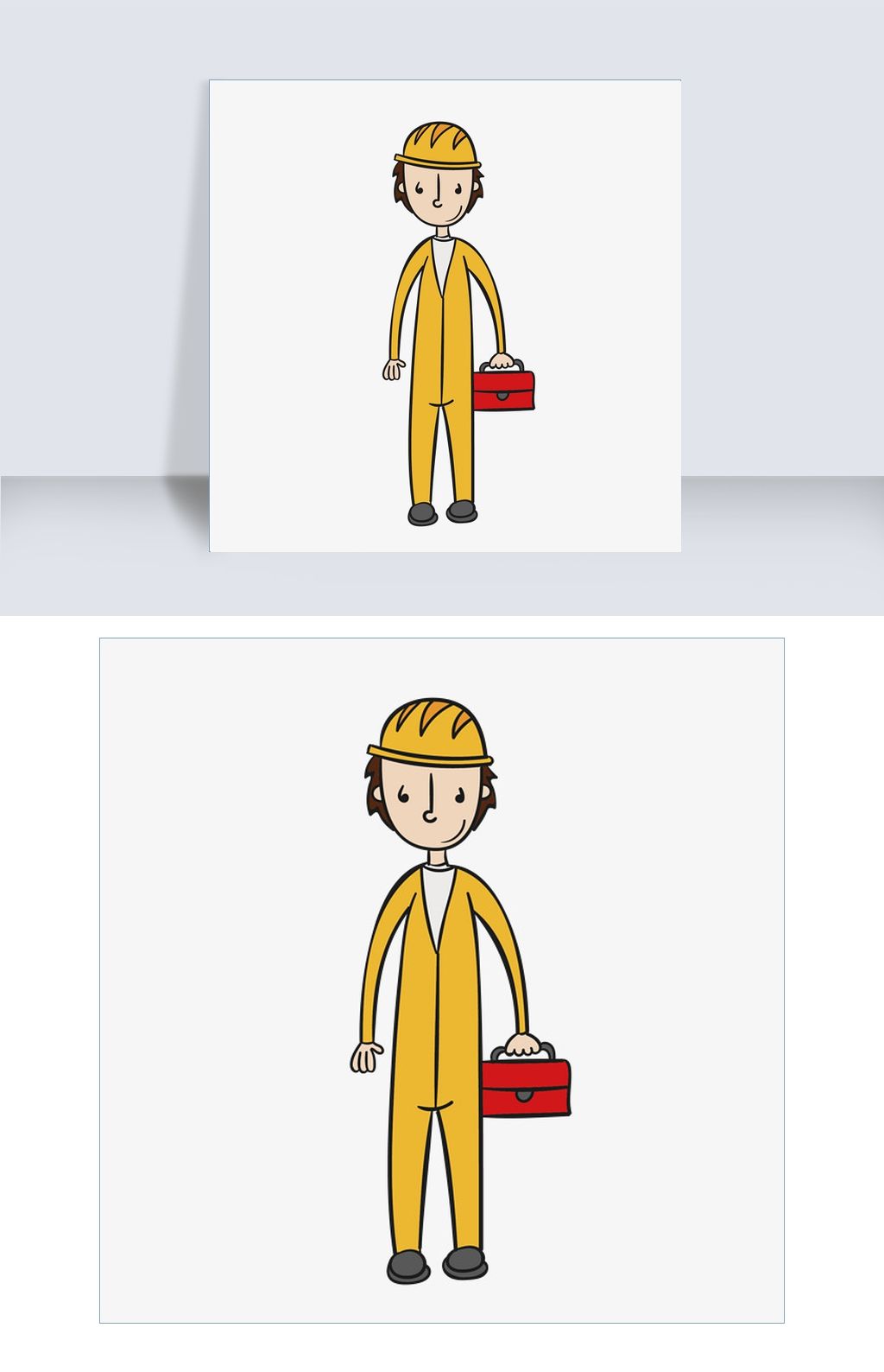 卡通抢修工人矢量素材