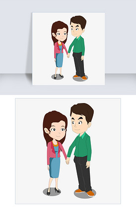 一对情侣含情脉脉手牵手