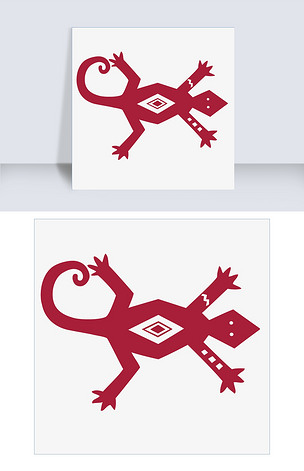 红色剪影壁虎元素