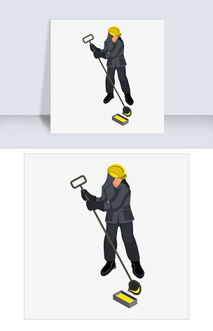 卡通修路的工人矢量素材