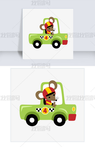 开车的小老鼠矢量素材