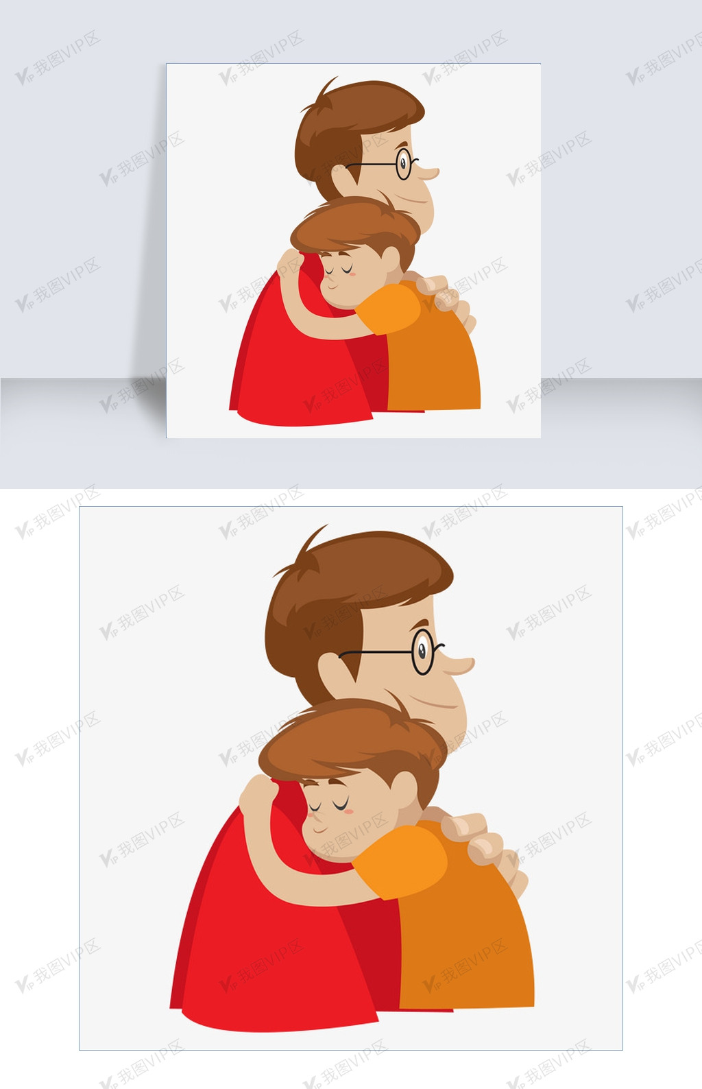 相拥的父子矢量素材