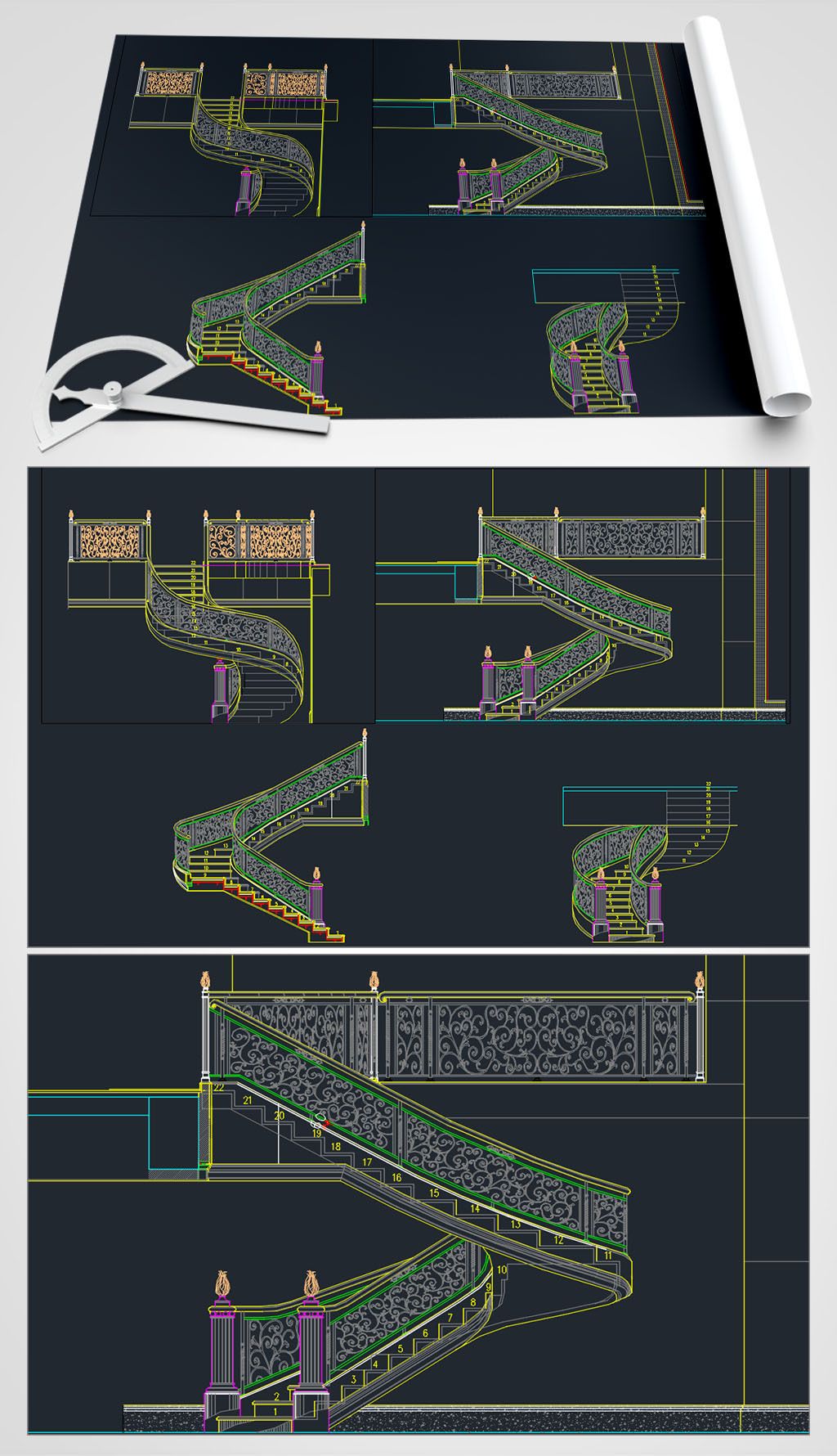 旋转楼梯cad下载-编号27694673-建筑立面cad-我图网