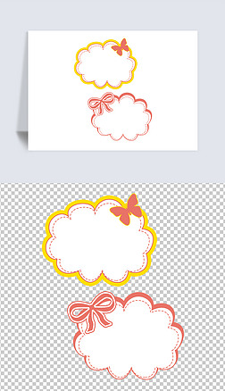 彩色纹理免抠元素|卡通手绘气泡彩色云朵纹理边框