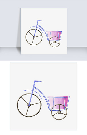 手绘风卡通老式八十年代自行车