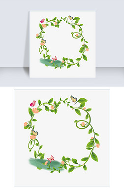 树藤蝴蝶装饰边框下载