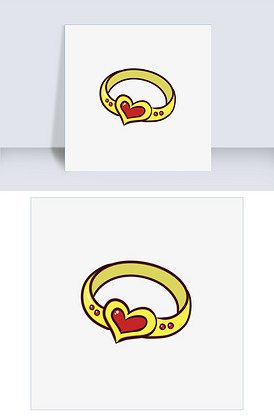 手绘卡通七夕节情人节求婚戒指