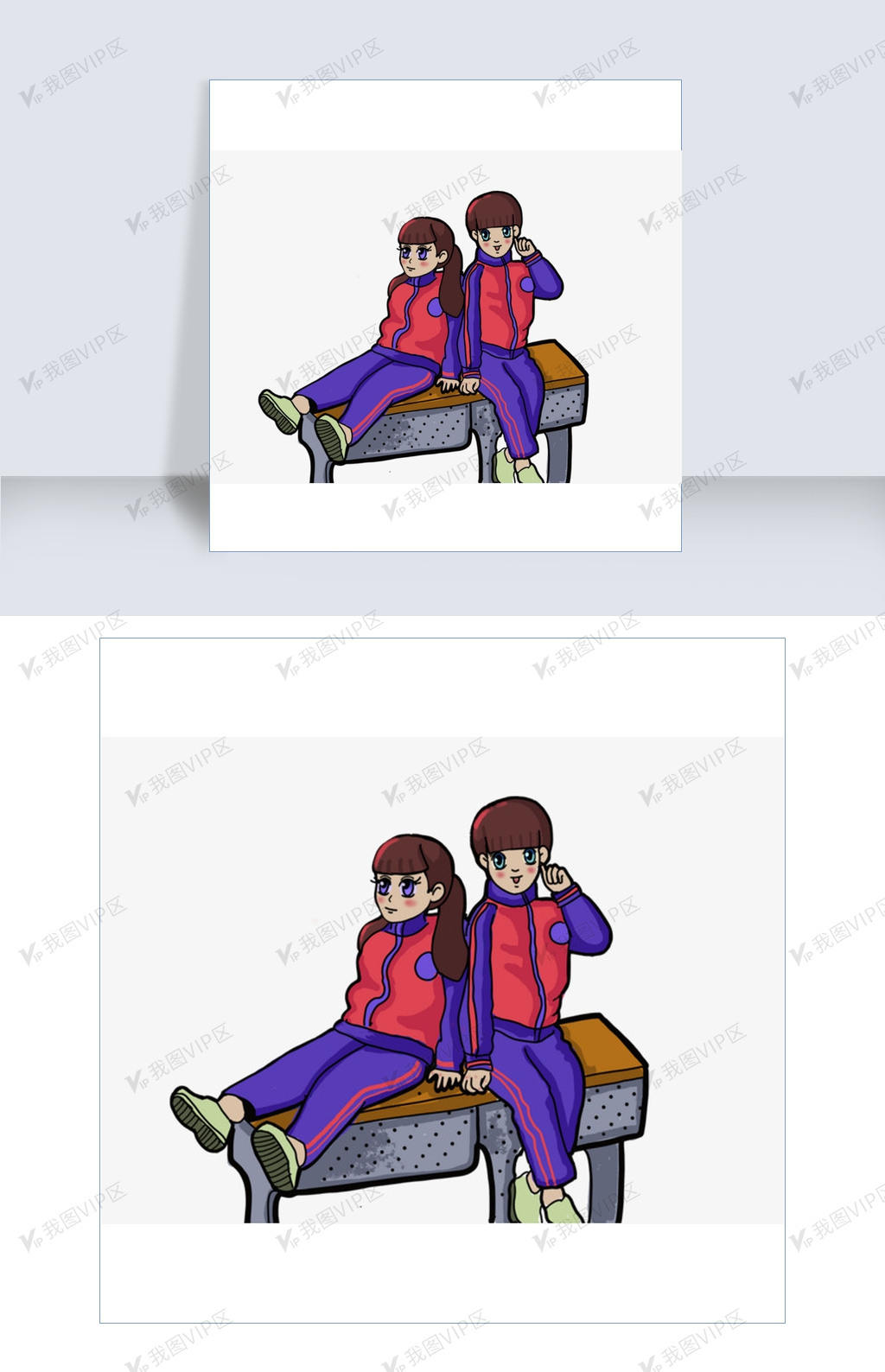 可爱时尚校服卡通小学生形象图片素材(psb格式)免费下载_动漫人物大全