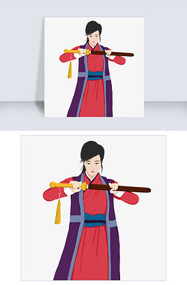 古风拔剑女侠原创手绘高清图