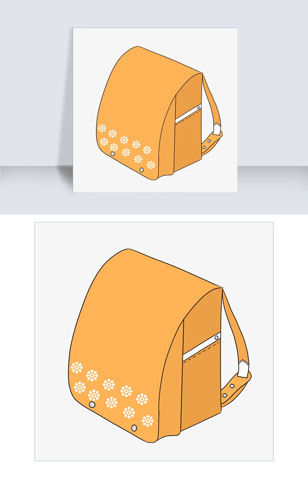 手绘矢量卡通可爱小清新开学学生书包