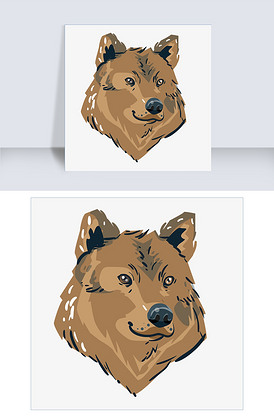 速写棕熊头像免抠