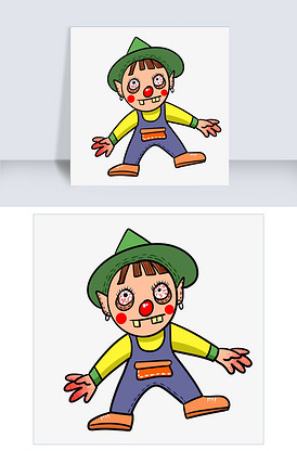 手绘矢量卡通万圣节鬼娃娃