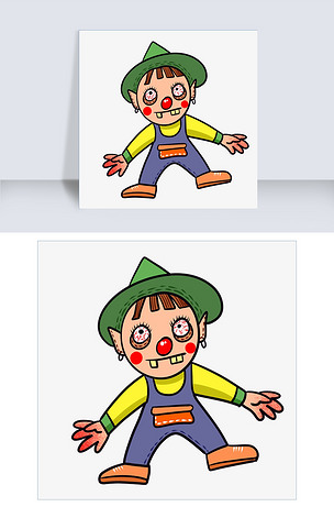 手绘矢量卡通万圣节鬼娃娃