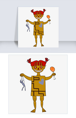 手绘提线木偶免抠元素|手绘矢量免抠卡通可爱万圣节鬼怪恐怖木偶娃娃