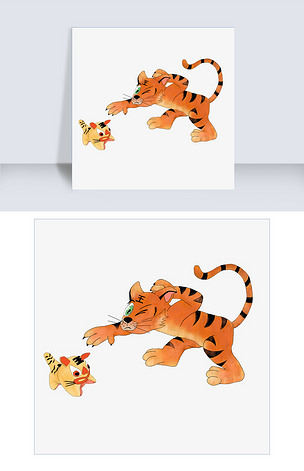 原创手绘动物小老虎插画版权可商用
