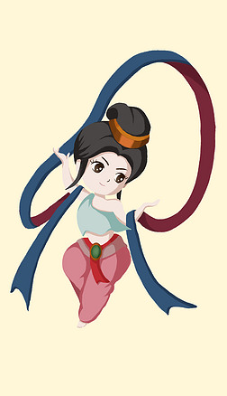 中国风飞天舞蹈女生海报展板元素插画