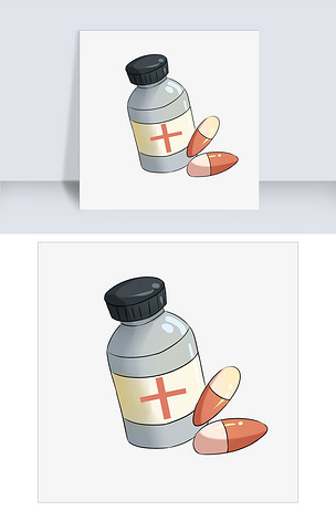 手绘药瓶胶囊插画