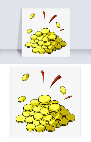 手绘金融一堆金币矢量插画