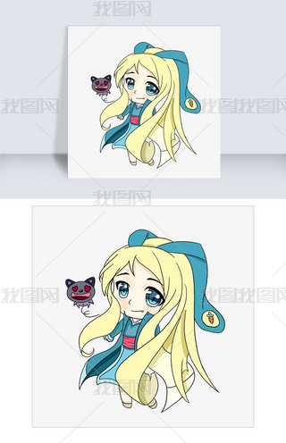 原创手绘可爱女孩png格式